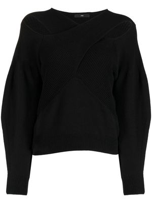 J Koo crossover-neck ribbed-knit jumper - Black