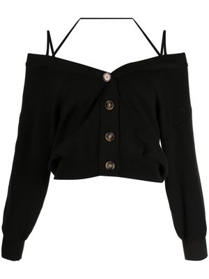 J Koo cut-out detail knitted cardigan - Black