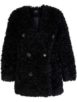 J Koo faux-shearling double-breasted jacket - Black