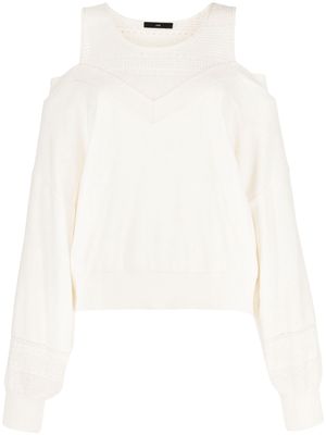J Koo off-shoulder knitted jumper - White