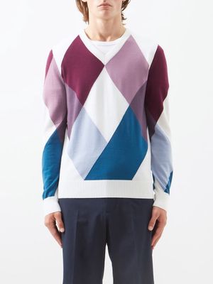 J.lindeberg - Active Argyle Wool Golf Sweater - Mens - White Multi