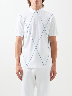 J.lindeberg - Luka Argyle-intarsia Jersey Polo Shirt - Mens - White