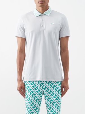 J.lindeberg - Lux Bridge Patterned-collar Polo Shirt - Mens - Grey