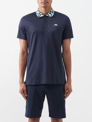 J.lindeberg - Lux Bridge Patterned-collar Polo Shirt - Mens - Navy