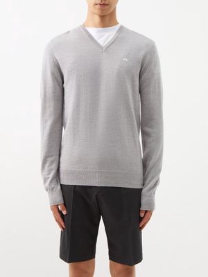 J.lindeberg - Lymann V-neck Merino Sweater - Mens - Grey