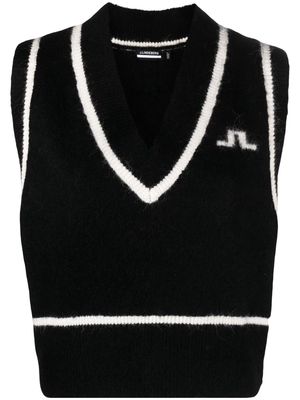J.Lindeberg Marjorie logo intarsia-knit vest - Black