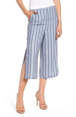 J.O.A. High Waist Crop Pants in Blue Stripe