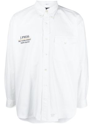 J.PRESS logo-embroidered cotton-piqué shirt - White