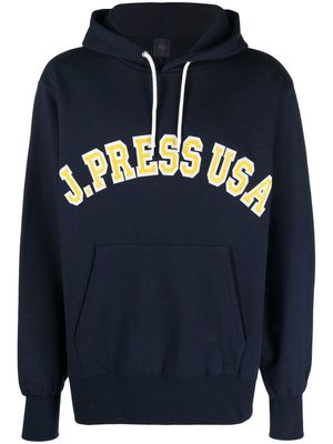 J.PRESS logo-print detail hoodie - Blue