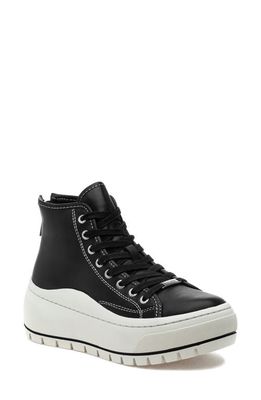 J/SLIDES NYC Gracie Platform High Top Sneaker in Black Leather