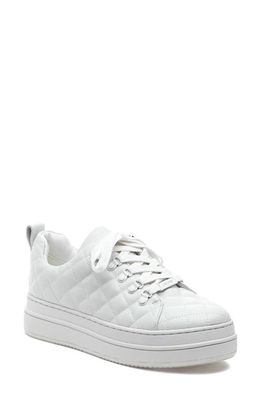 J/SLIDES NYC Nancee Quilted Platform Sneaker in White Leather