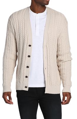 JACHS Cotton & Linen Cable Knit Cardigan in Natural