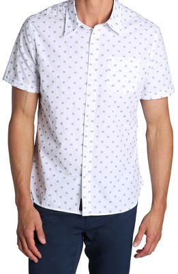 JACHS Dobby Short Sleeve Button-Up Shirt in White