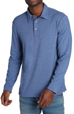 JACHS Heathered Stretch Long Sleeve Polo in Blue