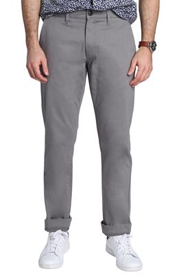 JACHS Straight Fit Stretch Cotton Chinos in Grey