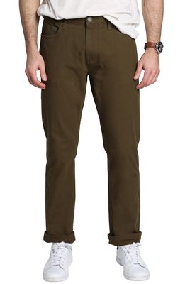 JACHS Straight Fit Stretch Cotton Twill Pants in Brown