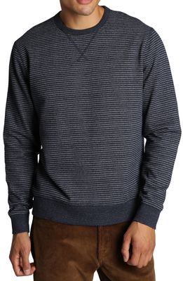 JACHS Sustainable Fleece Stripe Crewneck Sweatshirt in Navy