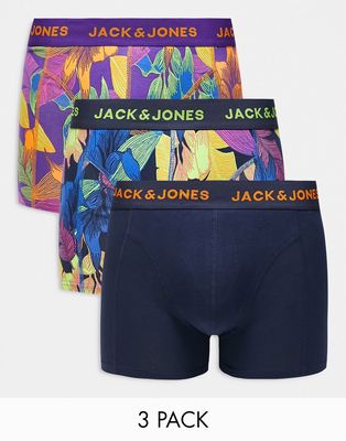 Jack & Jones 3 pack briefs in bright floral-Multi