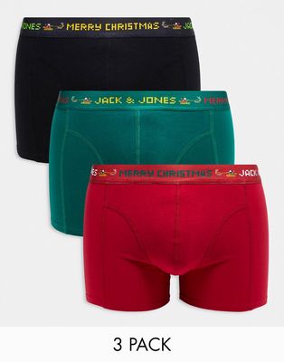 Jack & Jones 3-pack Christmas boxers in multi
