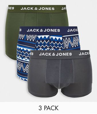 Jack & Jones 3-pack microfiber trunks in multi
