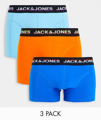 Jack & Jones 3 pack trunks in orange and blue-Multi