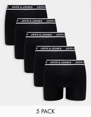 Jack & Jones 5-pack boxer briefs in black