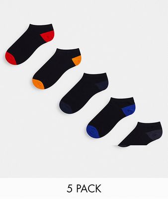 Jack & Jones 5-pack sneaker socks in multi-Black