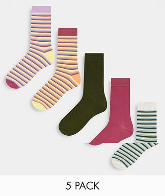 Jack & Jones 5 pack socks in stripe-Multi