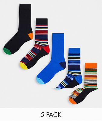 Jack & Jones 5 pack striped socks in bright multi