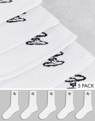 Jack & Jones 5 pack tennis socks in white