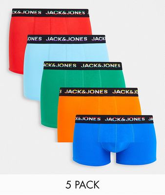 Jack & Jones 5 pack trunks in bright multi