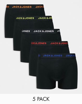 Jack & Jones 5-pack trunks in dark colors-Multi