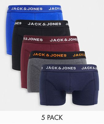 Jack & Jones 5-pack trunks with wash bag-Black