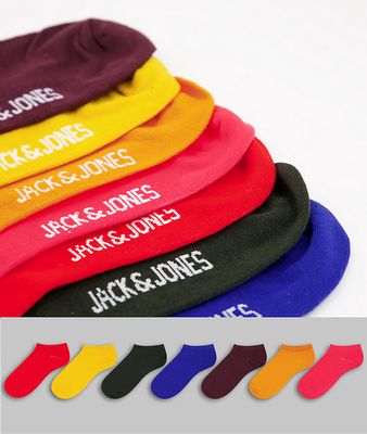 Jack & Jones 7 pack sneaker socks in multi color