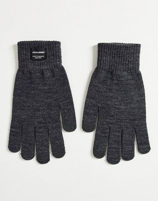 Jack & Jones basic knitted gloves in gray-Grey