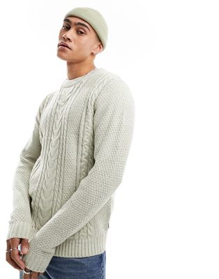 Jack & Jones cable sweater in white