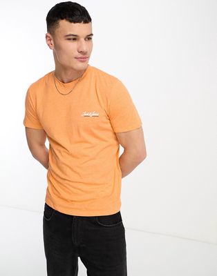 Jack & Jones chest logo T-shirt in orange