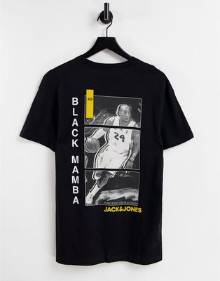 Jack & Jones Core Kobe back print t-shirt in black