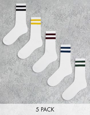 Jack & Jones crew socks in white with stripe
