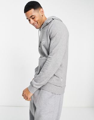 Jack & Jones Essentials hoodie with chest logo in heather gray