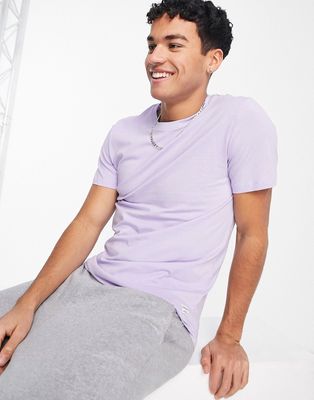 Jack & Jones Essentials longline t-shirt with curve hem in lilac-Purple