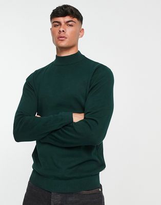 Jack & Jones Essentials mock neck sweater in green