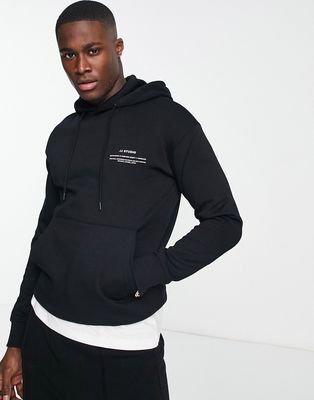 Jack & Jones Essentials oversized hoodie with chest print in black