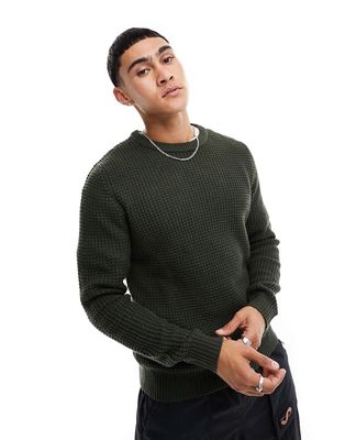 Jack & Jones Essentials ribbed sweater in green