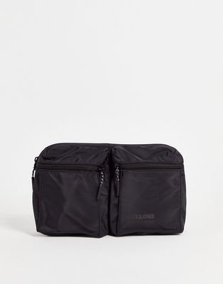 Jack & Jones fanny pack with double pouch in black