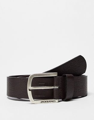 Jack & Jones faux leather belt in in brown