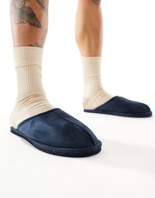 Jack & Jones faux suede slippers in navy
