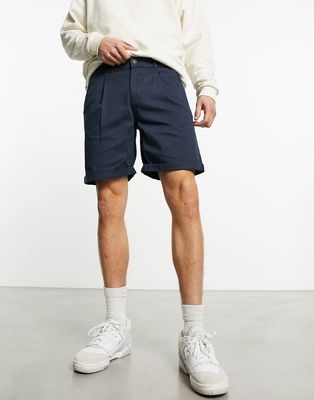 Jack & Jones Intelligence chino shorts with pleat in navy