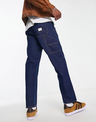 Jack & Jones Intelligence Eddie baggy fit carpenter jeans in dark wash-Blue