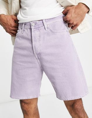 Jack & Jones Intelligence loose fit denim shorts in lilac-Purple
